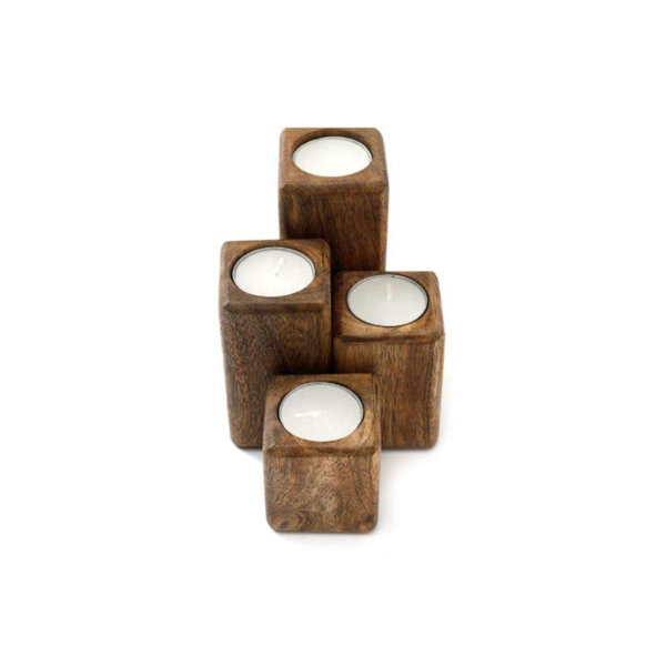 Alpen Home 4 Piece Wood Tabletop Tealight Holder Set Wayfair.co.uk